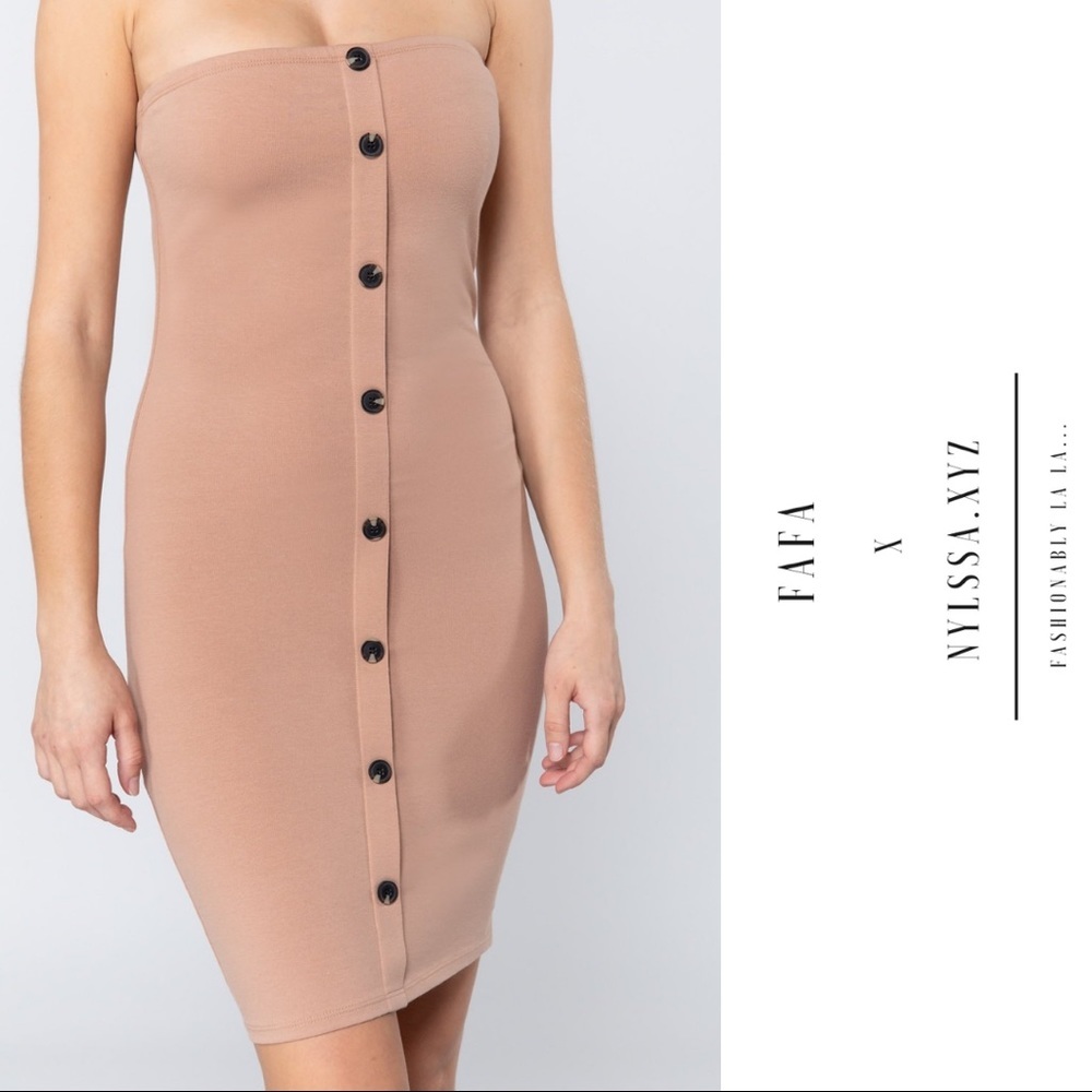 Button Down Tube Mini Dress - Picture 5 of 7